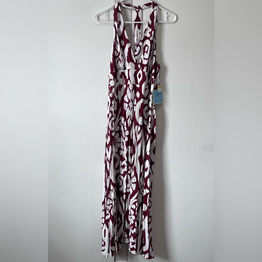 NWT CeCe Halter Floral Ikat Dress White Cider Women’s M